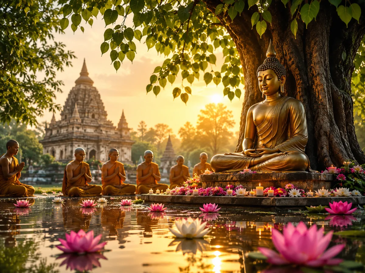 Buddha Purnima — One full-moon day marking the Buddha's birth, enlightenment, and passing — the holiest day in the Buddhist calendar.