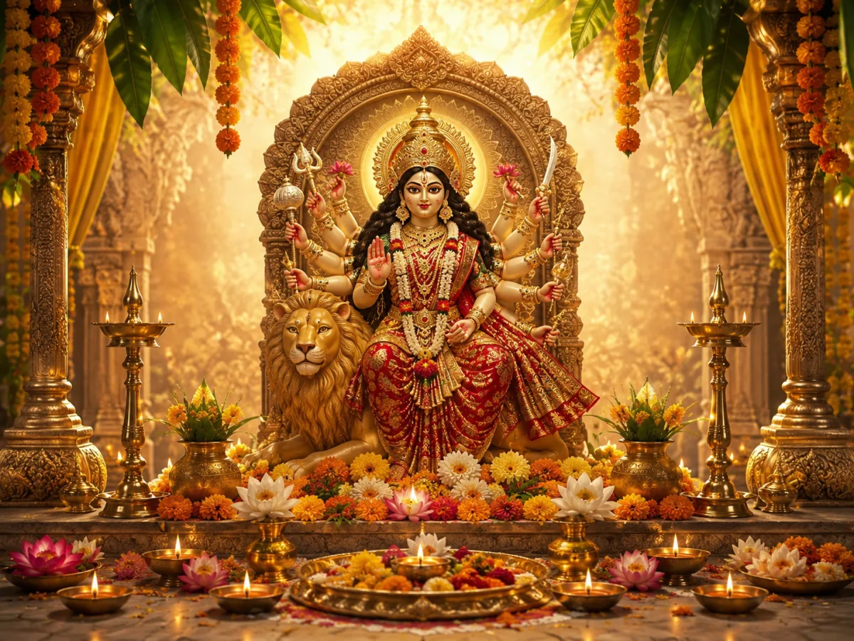 Maha Navami — The ninth and final night of Navratri — Durga worshipped in her Siddhidatri form, and Ayudha Puja for tools and instruments.