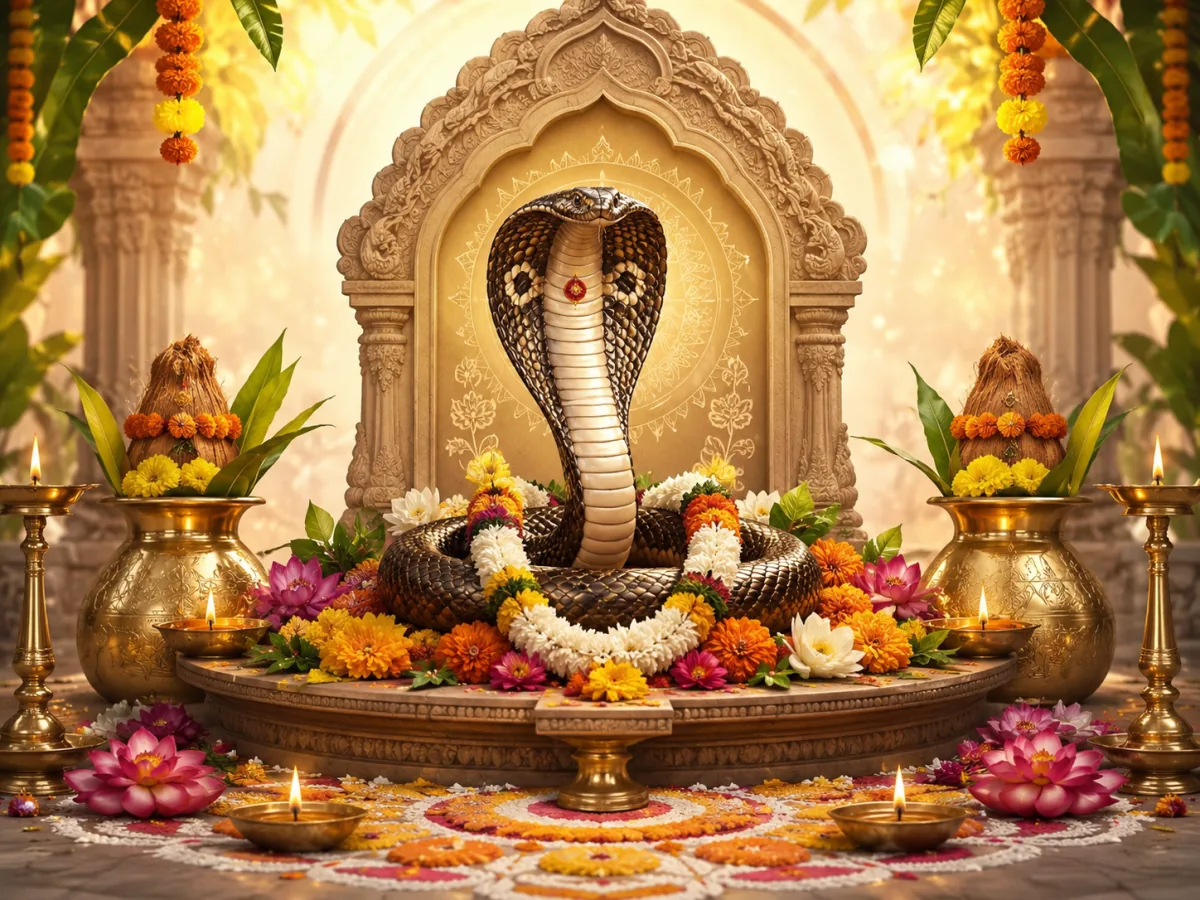 Nag Panchami — Worship of serpent deities (Nagas) for protection from snakebite and for the fertility and prosperity they symbolize.