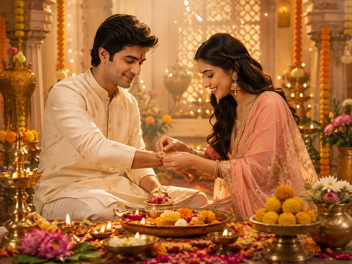 Raksha Bandhan — The bond between siblings, formalized in a sacred thread.