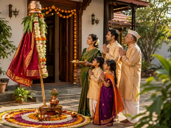 Gudi Padwa — Marathi new year — raising the victory flag.
