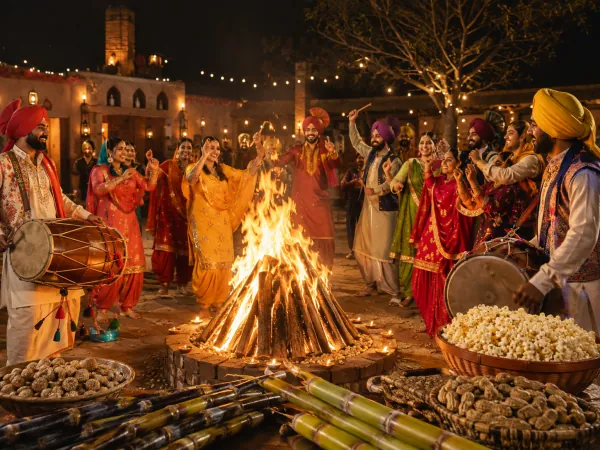 Lohri — A Punjabi bonfire festival marking the end of winter and the reaping of the rabi crop, on the eve of Makar Sankranti.
