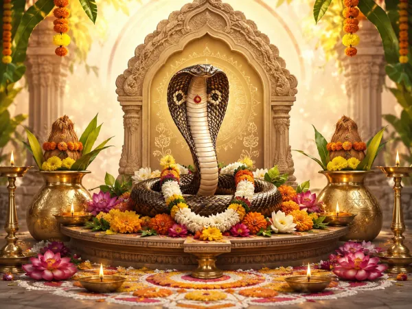 Nag Panchami — Worship of serpent deities (Nagas) for protection from snakebite and for the fertility and prosperity they symbolize.