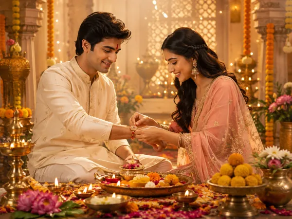 Raksha Bandhan — The bond between siblings, formalized in a sacred thread.