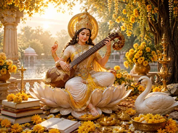 Vasant Panchami — The arrival of spring, celebrated as the birthday of Saraswati, goddess of knowledge, music, and the arts.